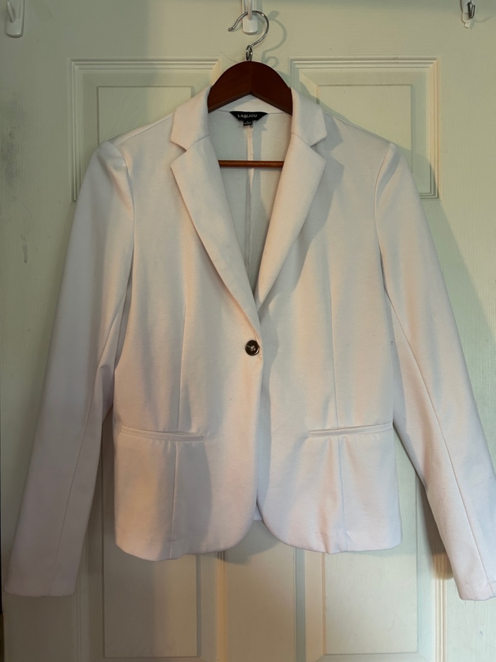 Labijou White Single-Button Notch Lapel Blazer